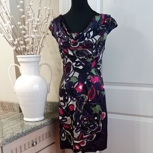 Christin Michaels Vibrant Silky Floral Midi Dress